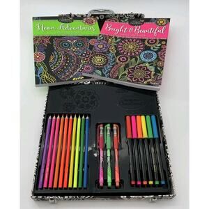Ra-z-art Timeless Creations Neon Multicolor Art Drawing Set Child & Adult W Case